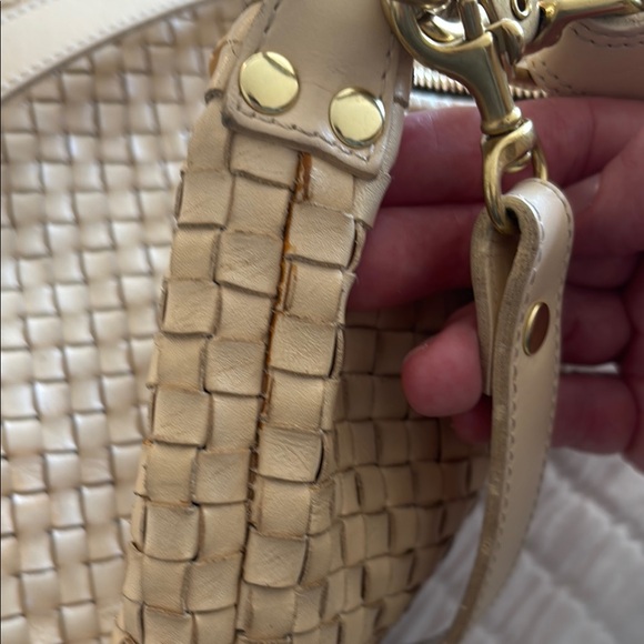 Clare V Moyen Messenger Bag in cream woven checker. - Picture 11 of 16